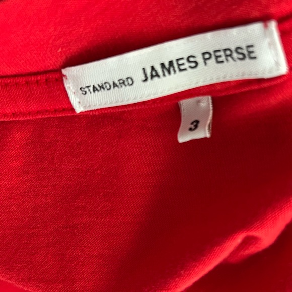 Standard James Perse Red Long Sleeved V-Neck Top - Picture 5 of 5